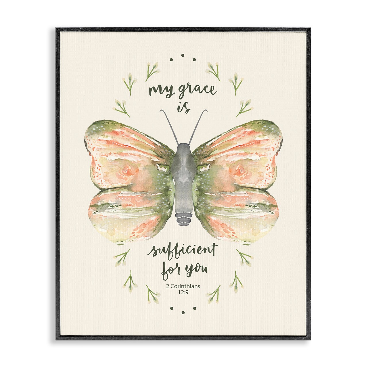 Stupell Industries Floral Corinthians Verse Framed Giclee Wall Art Design by Blue Chair Blessing